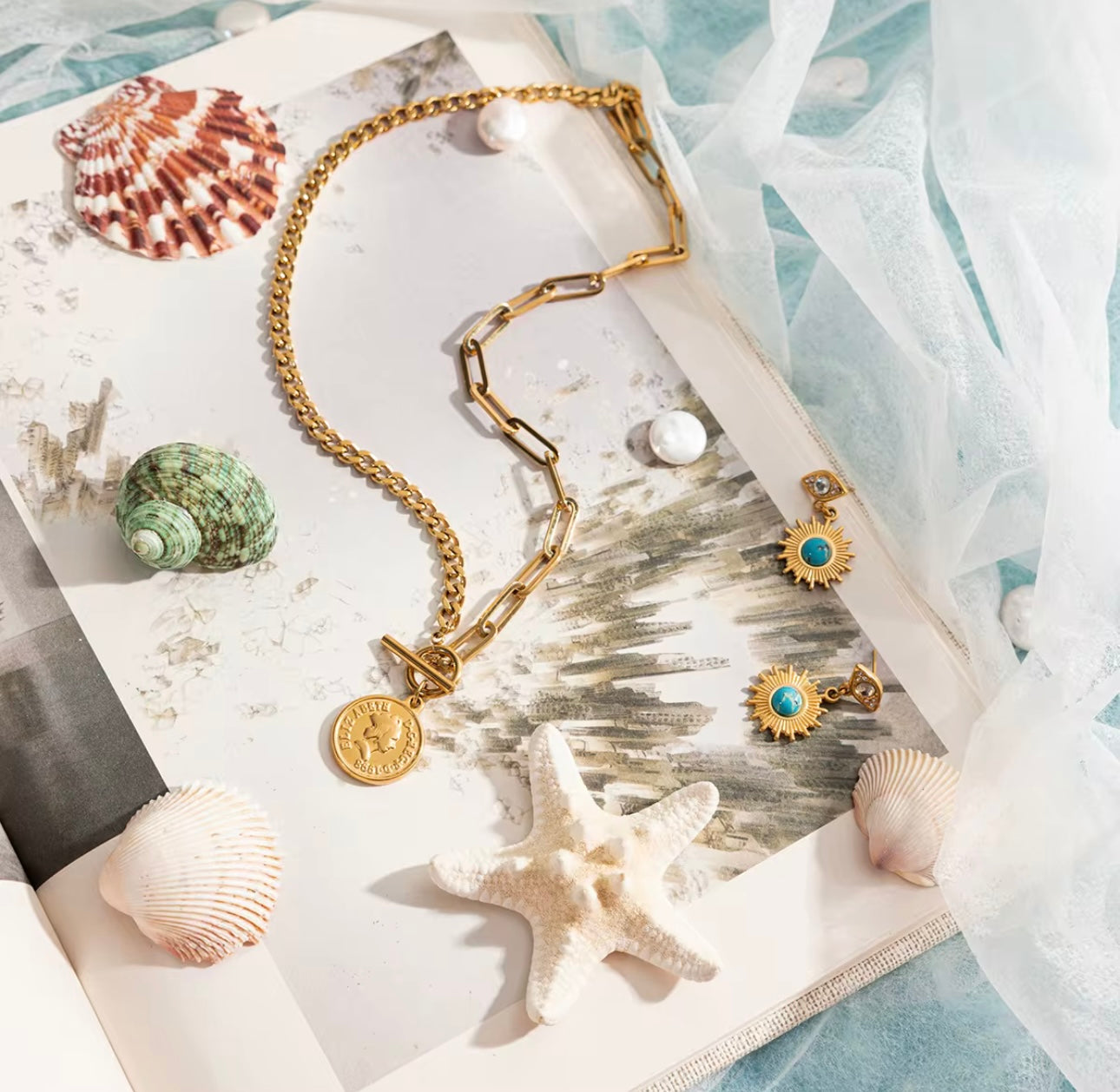 Coin Statement Necklace - 18k Gold Plated