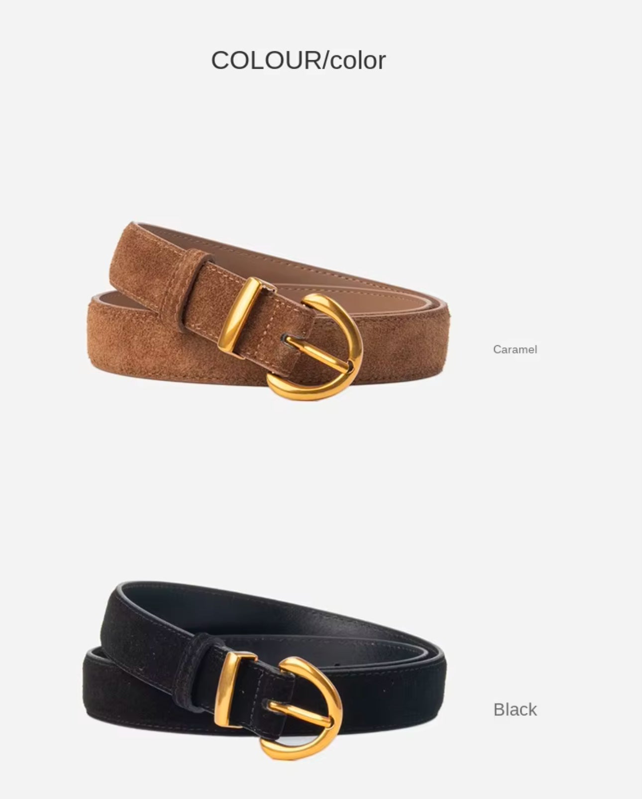 Suede Belt - 18k Gold Plated Buckle