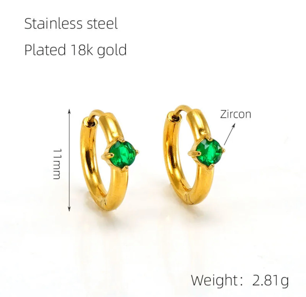 3pc Astra Huggies - Stainless steel 18k gold plated