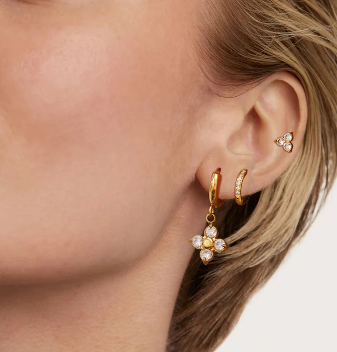 3pcs Fleur Dainty set - stainless steel 18k gold plated