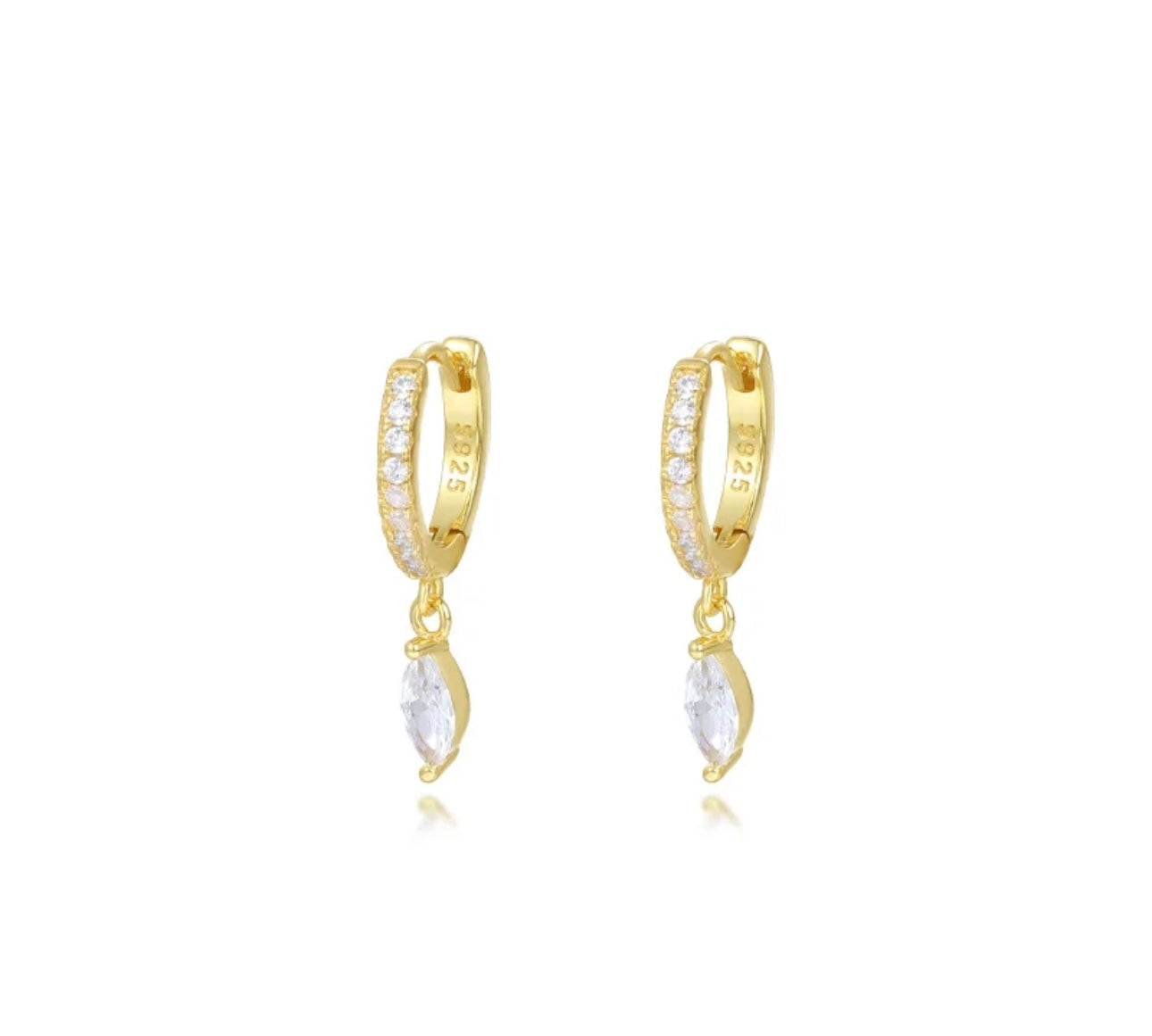 Tear drop Huggies - 92.5 sterling silver 18k Gold Plated