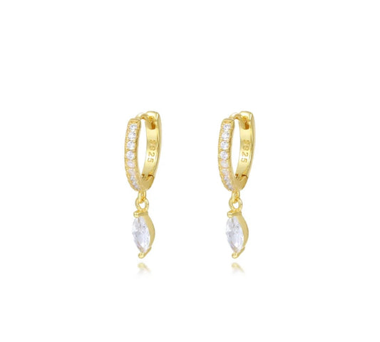 Tear drop Huggies - 92.5 sterling silver 18k Gold Plated