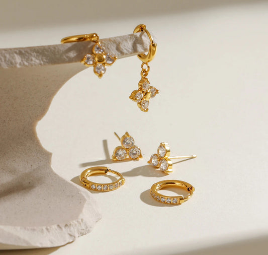 3pcs Fleur Dainty set - stainless steel 18k gold plated