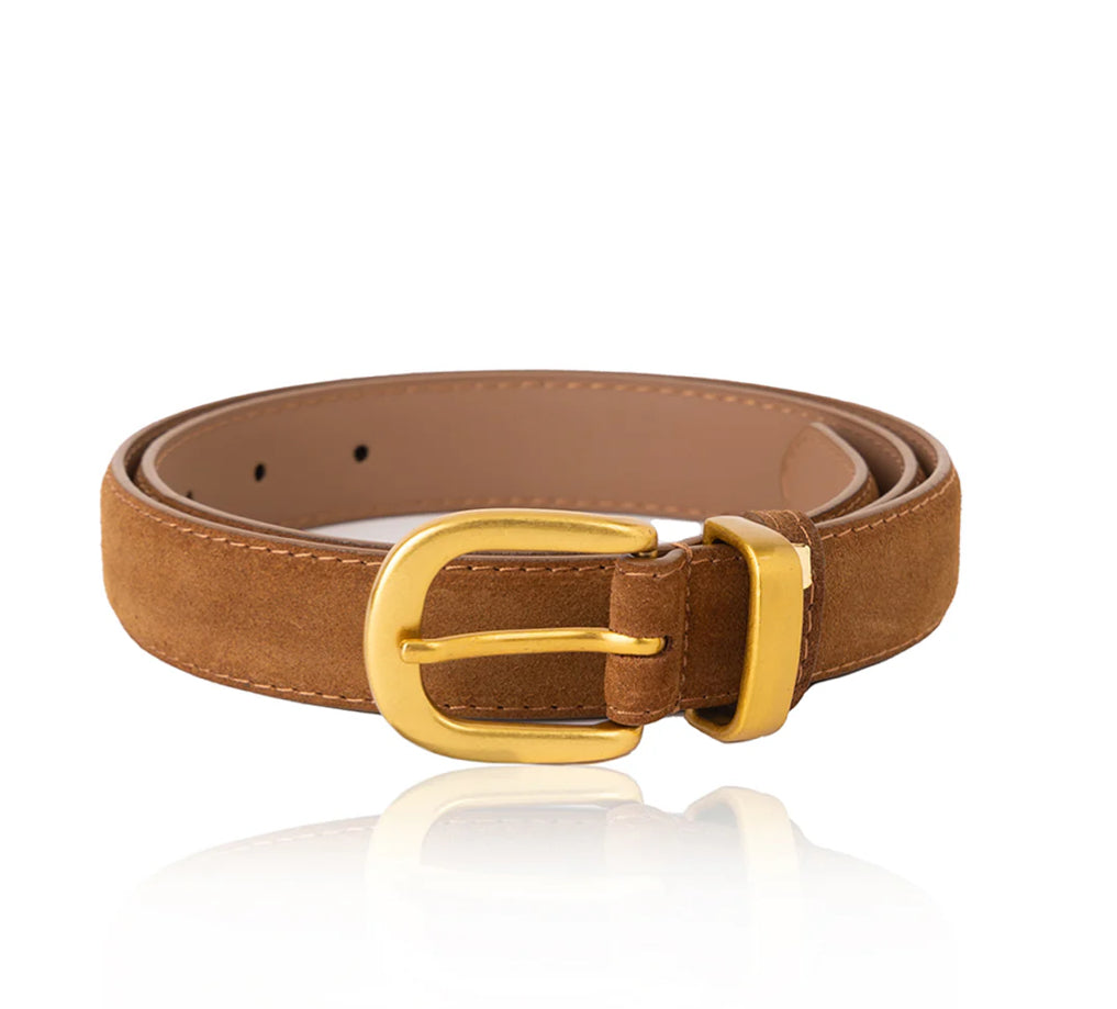 Suede Belt - 18k Gold Plated Buckle