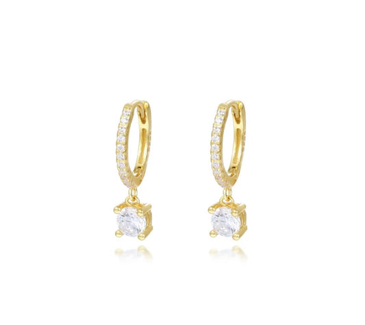 Diamante Huggies - 92.5 sterling silver 18k Gold Plated