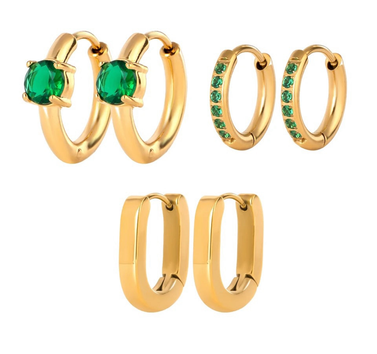 3pc Astra Huggies - Stainless steel 18k gold plated