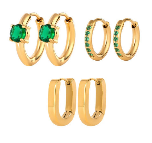 3pc Astra Huggies - Stainless steel 18k gold plated