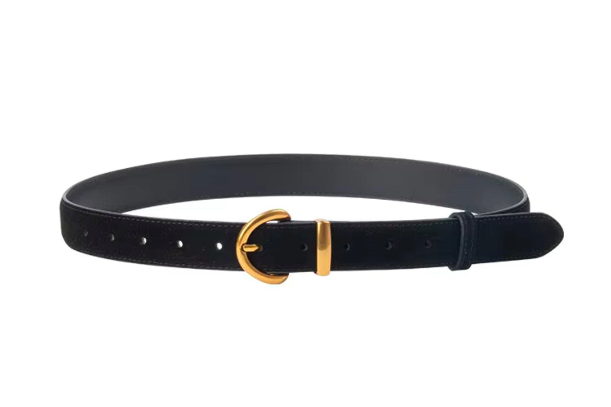 Suede Belt - 18k Gold Plated Buckle