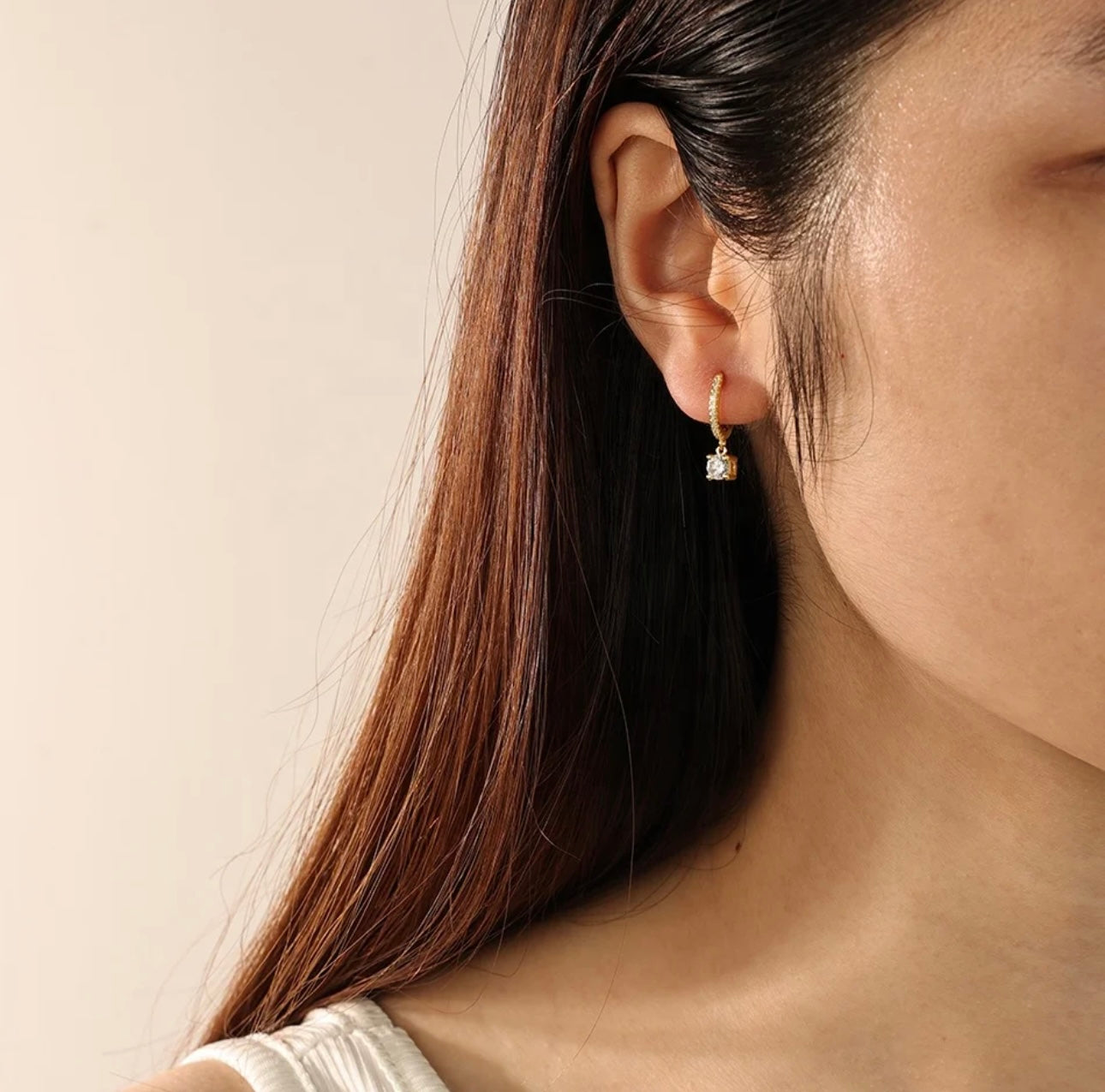 Diamante Huggies - 92.5 sterling silver 18k Gold Plated