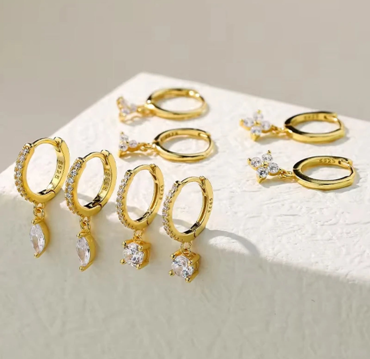 Tear drop Huggies - 92.5 sterling silver 18k Gold Plated