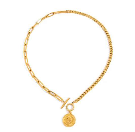 Coin Statement Necklace - 18k Gold Plated