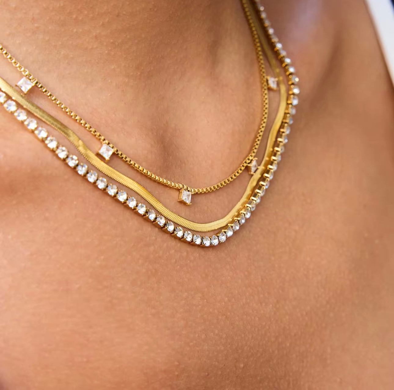 Trinity Layered Necklace - 18k Gold Plated