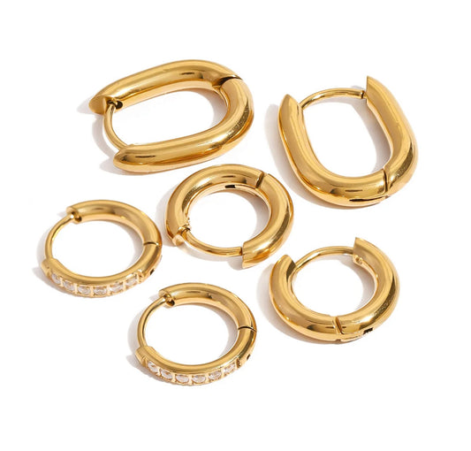 3pcs Bella Huggies - stainless steel 18k gold plated