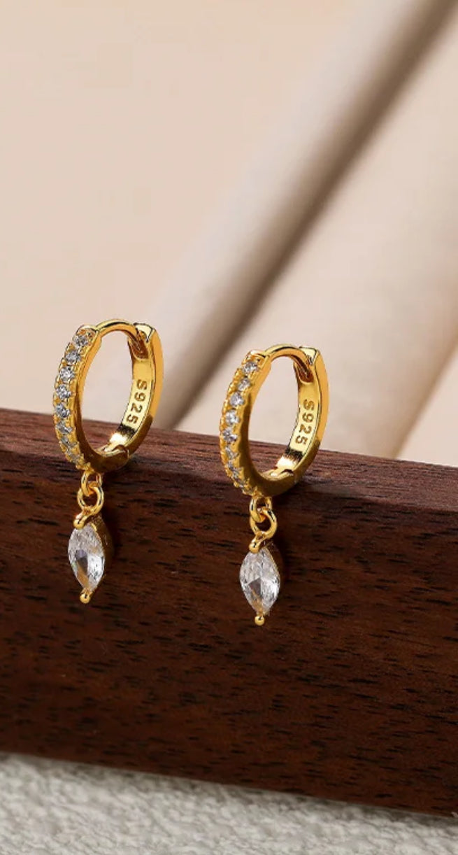 Tear drop Huggies - 92.5 sterling silver 18k Gold Plated