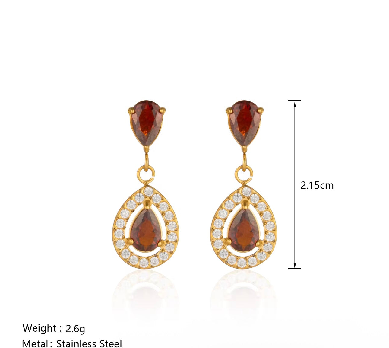 Ruby Crystal - 18k Gold Plated