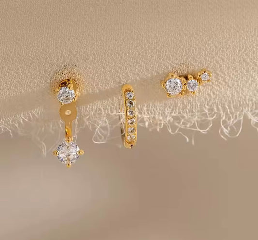 Solitaire set of 3 - 18k gold plated