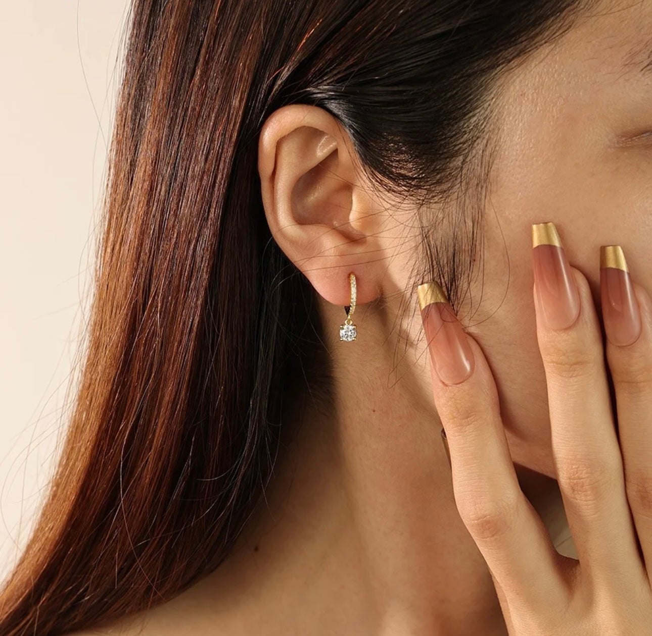 Diamante Huggies - 92.5 sterling silver 18k Gold Plated