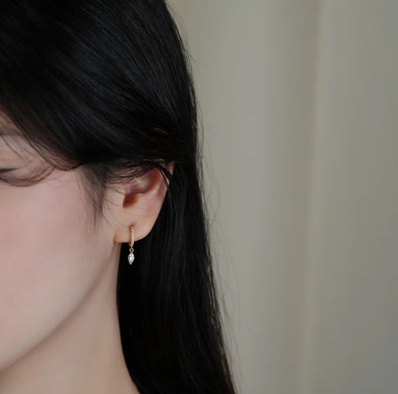 Tear drop Huggies - 92.5 sterling silver 18k Gold Plated