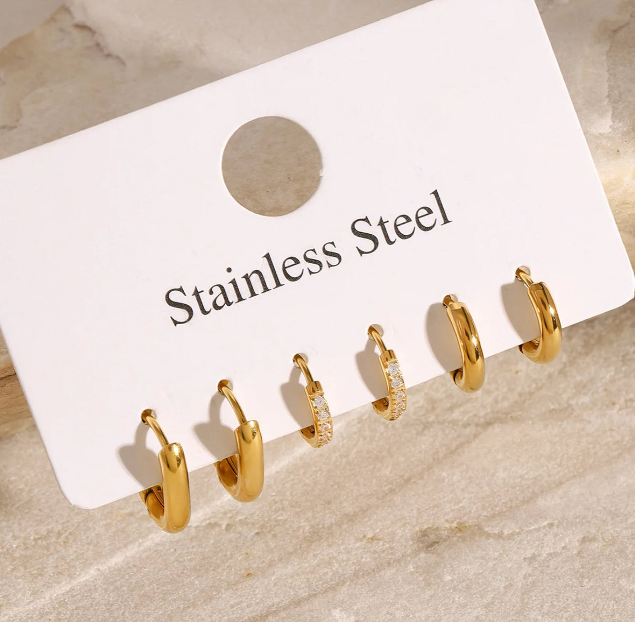 3pcs Bella Huggies - stainless steel 18k gold plated