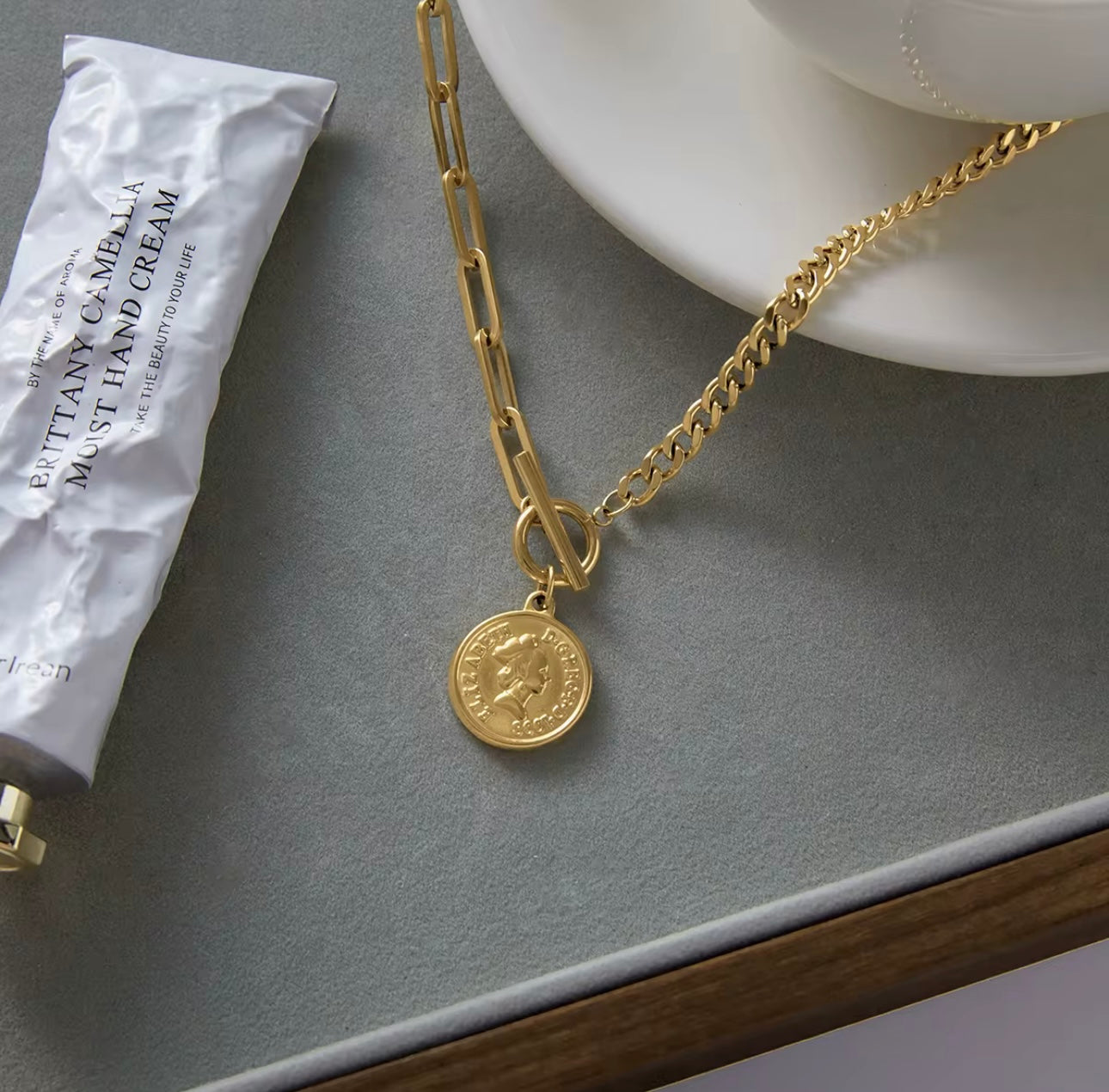 Coin Statement Necklace - 18k Gold Plated