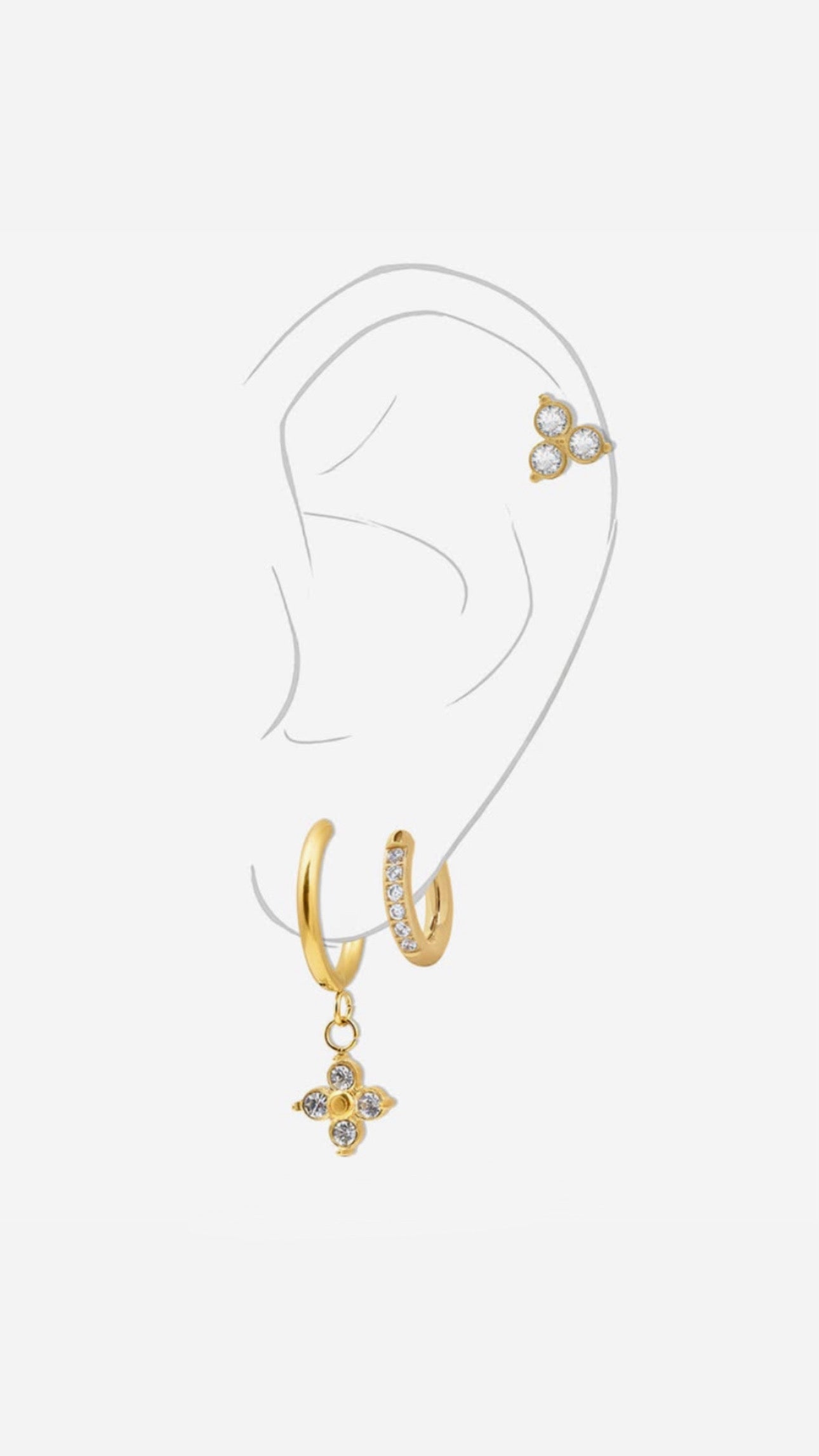 3pcs Fleur Dainty set - stainless steel 18k gold plated