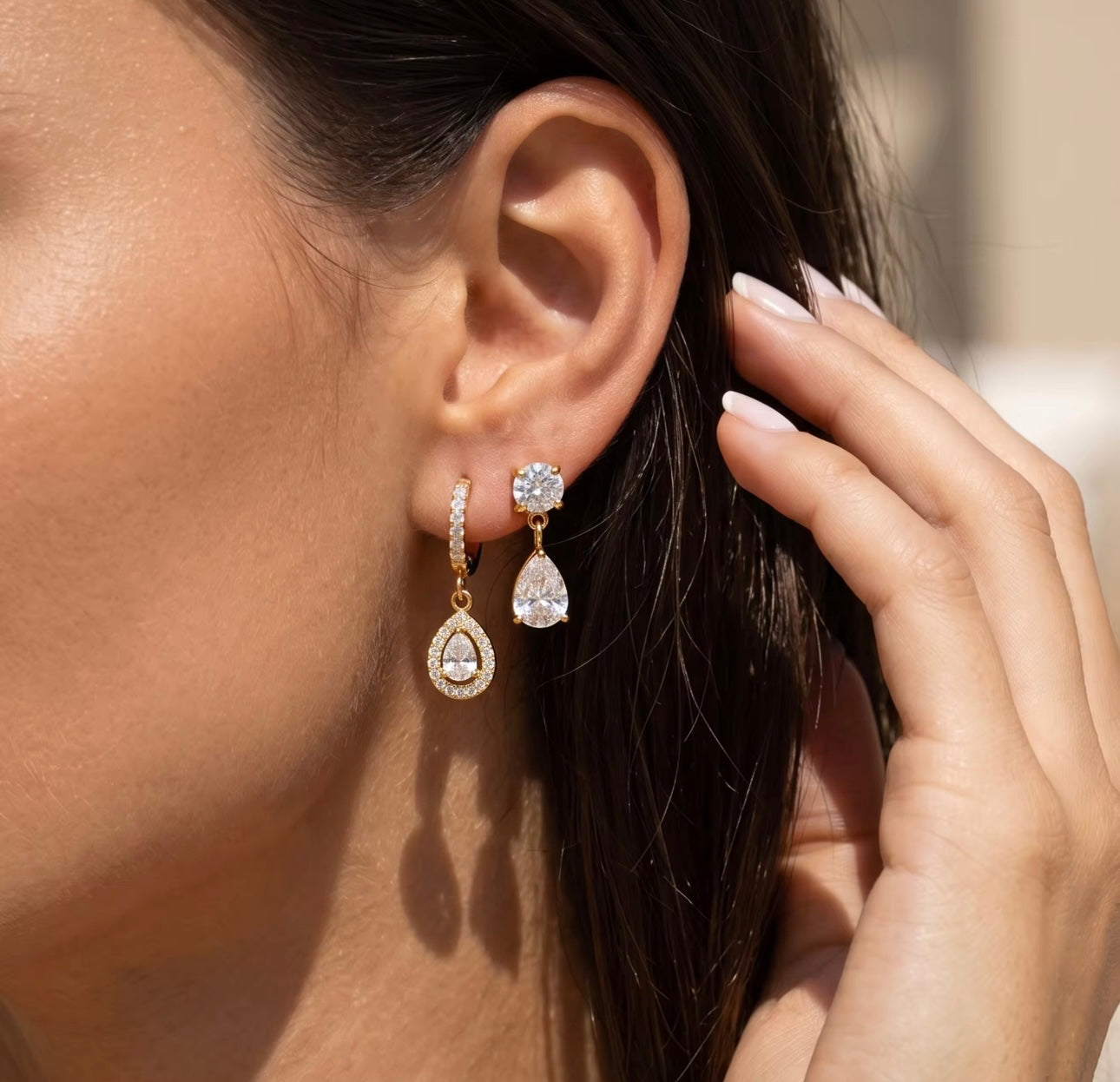 Crystal Ear Combo - 18k Gold plated