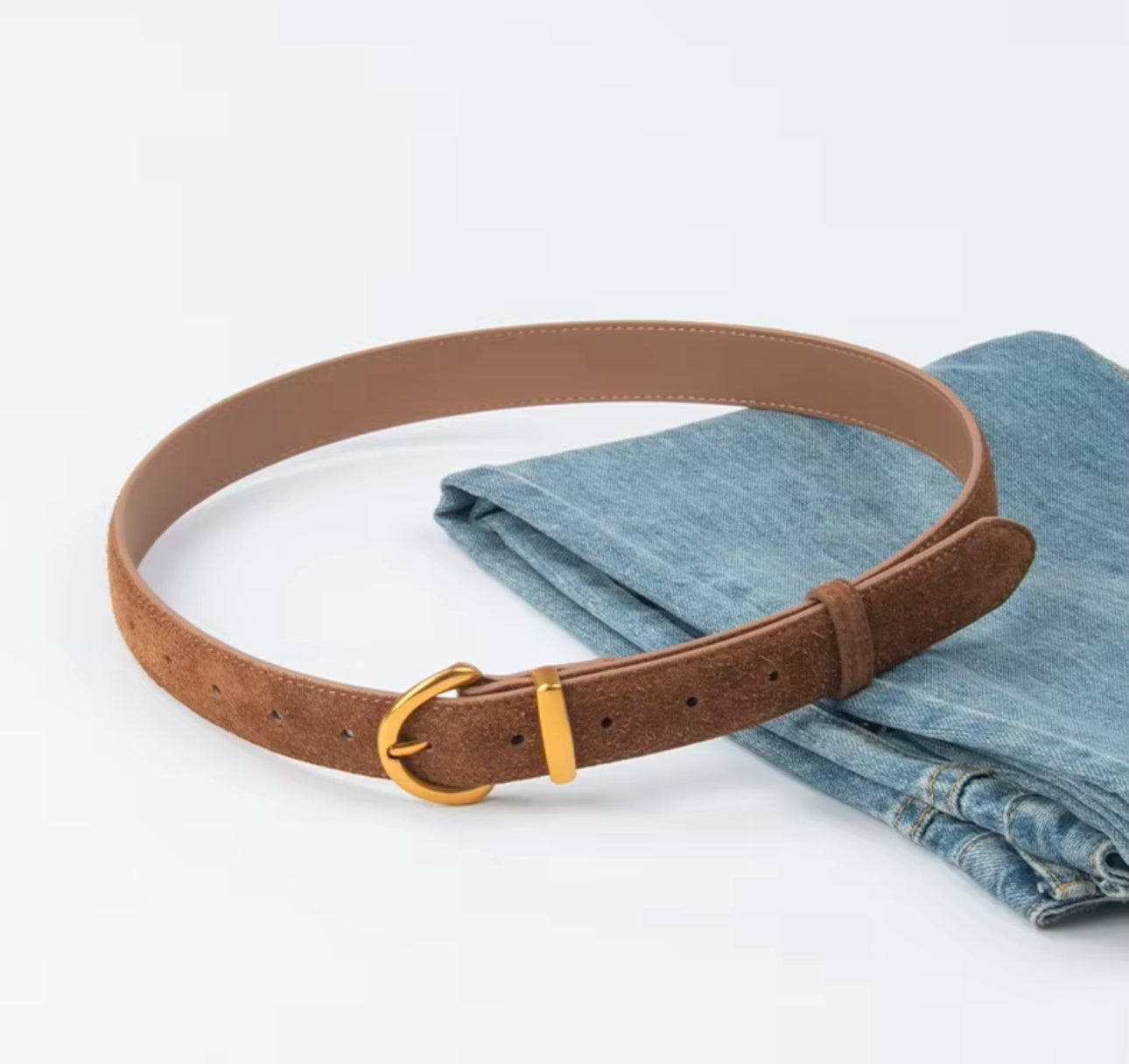 Suede Belt - 18k Gold Plated Buckle