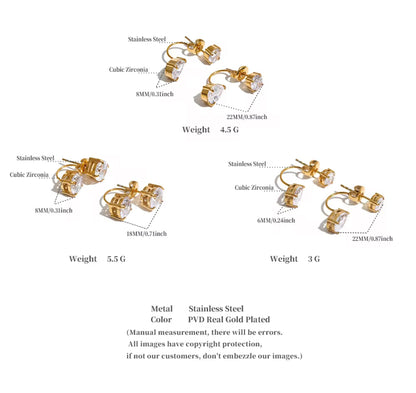 Nush Duo Studs - 18k Gold Plated