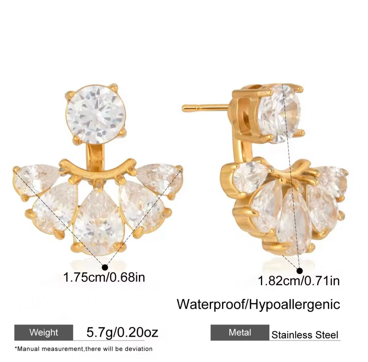 Tina Diamond Earrings - 18k Gold Plated