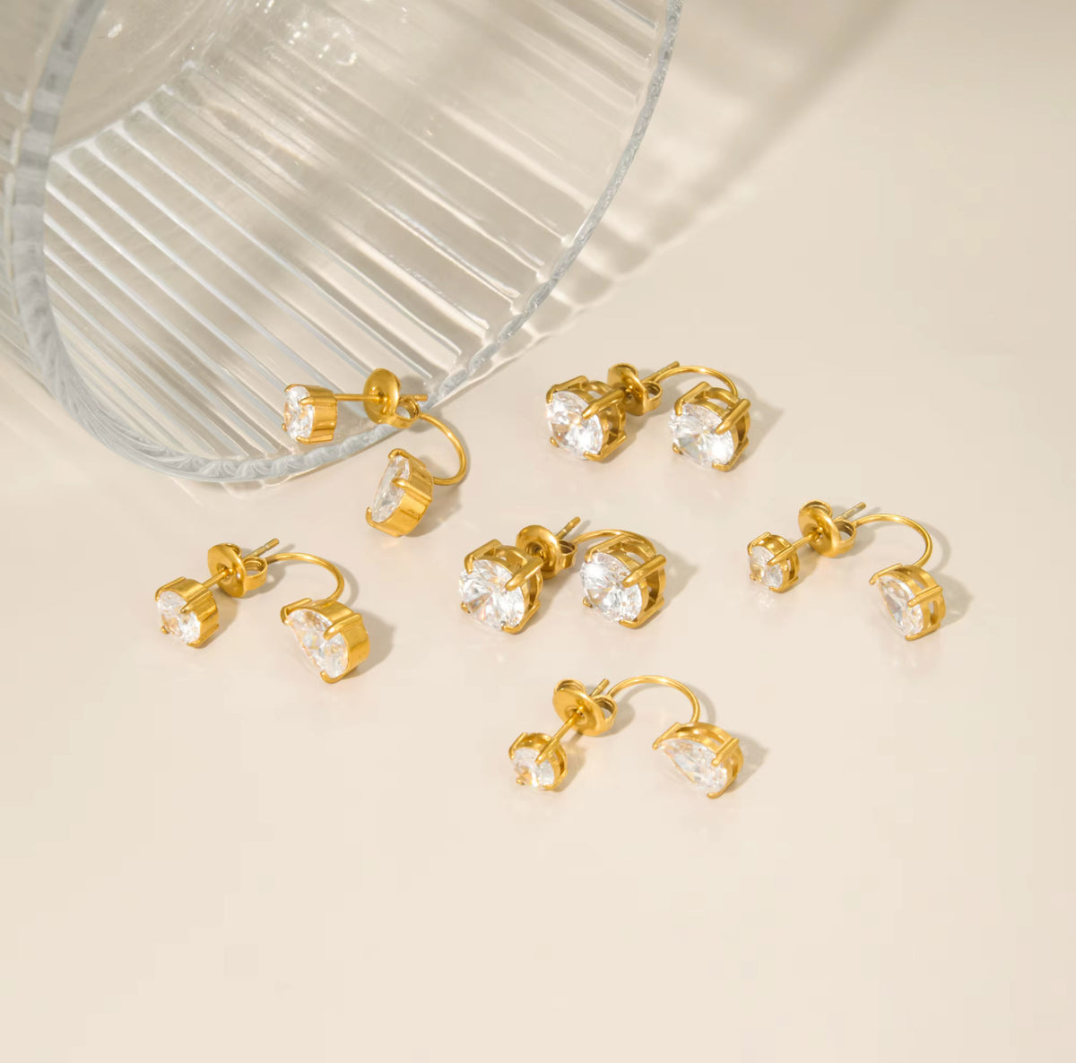 Nush Duo Studs - 18k Gold Plated