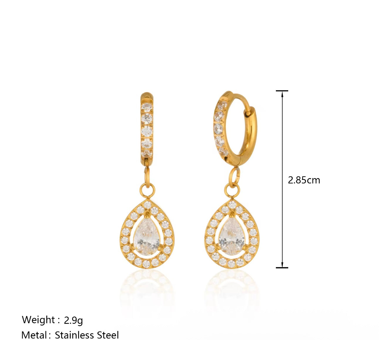 Crystal Ear Combo - 18k Gold plated
