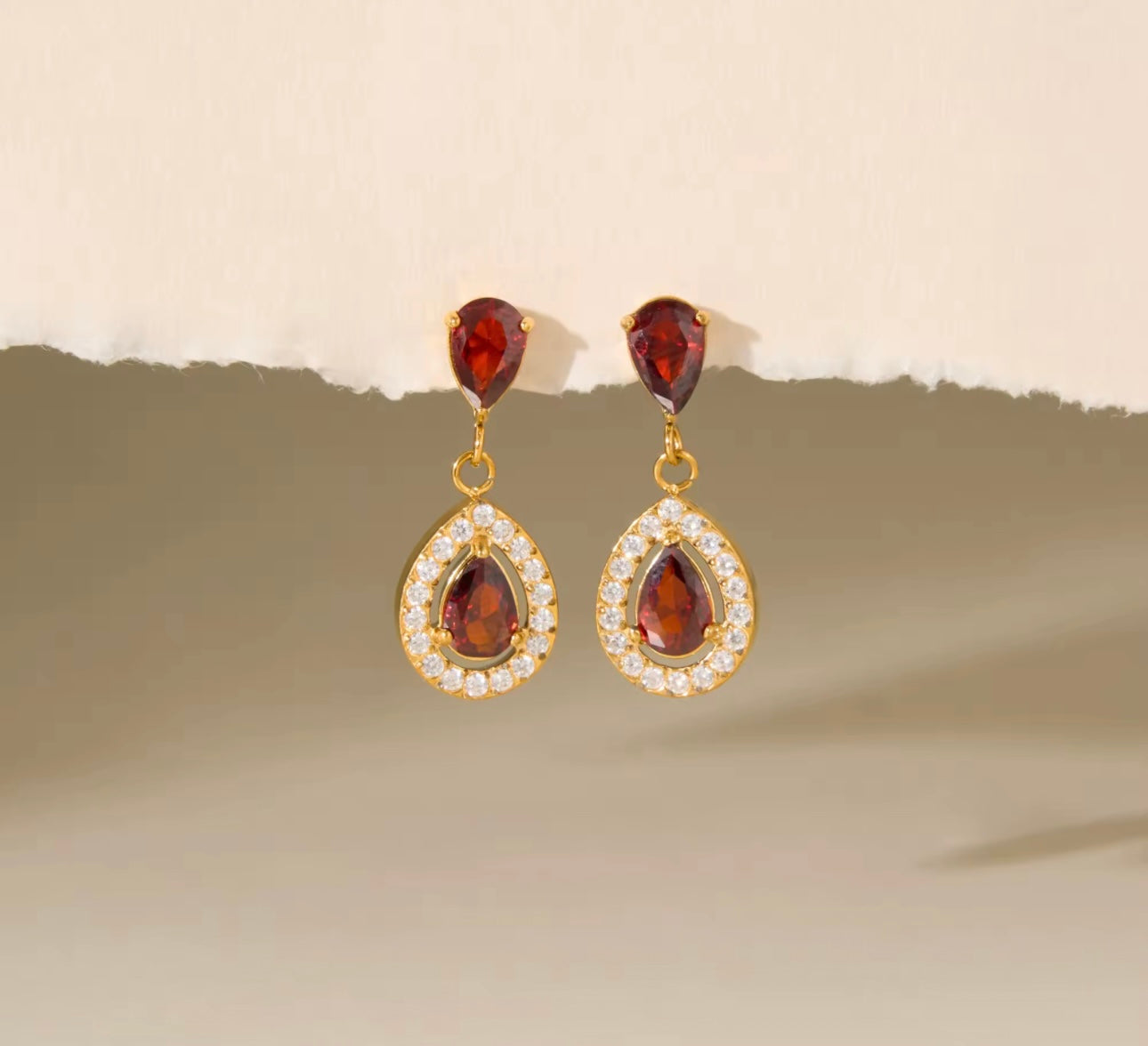 Ruby Crystal - 18k Gold Plated