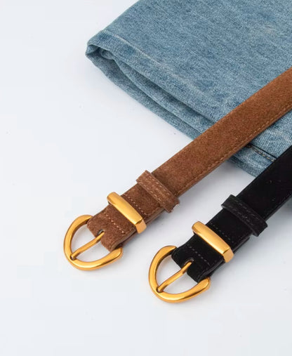 Suede Belt - 18k Gold Plated Buckle