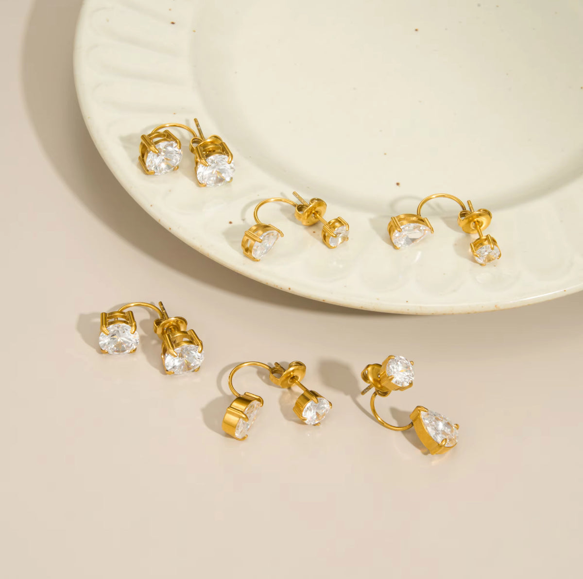 Nush Duo Studs - 18k Gold Plated