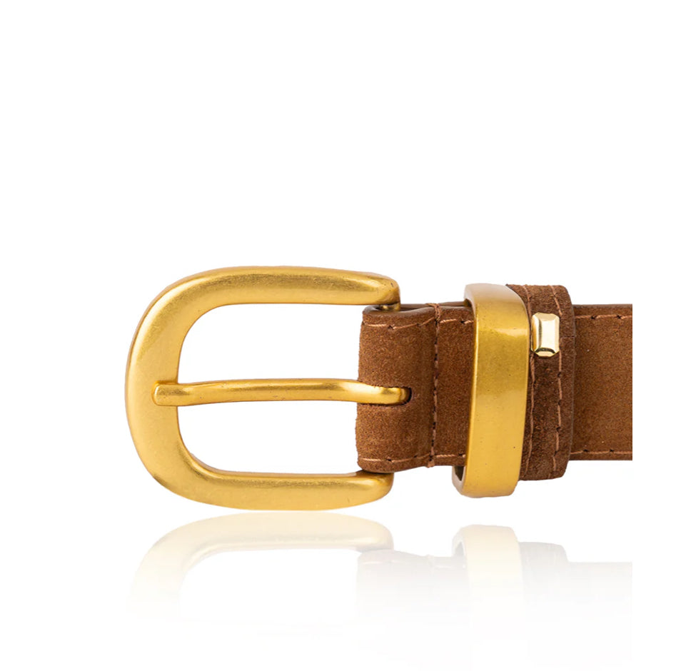 Suede Belt - 18k Gold Plated Buckle