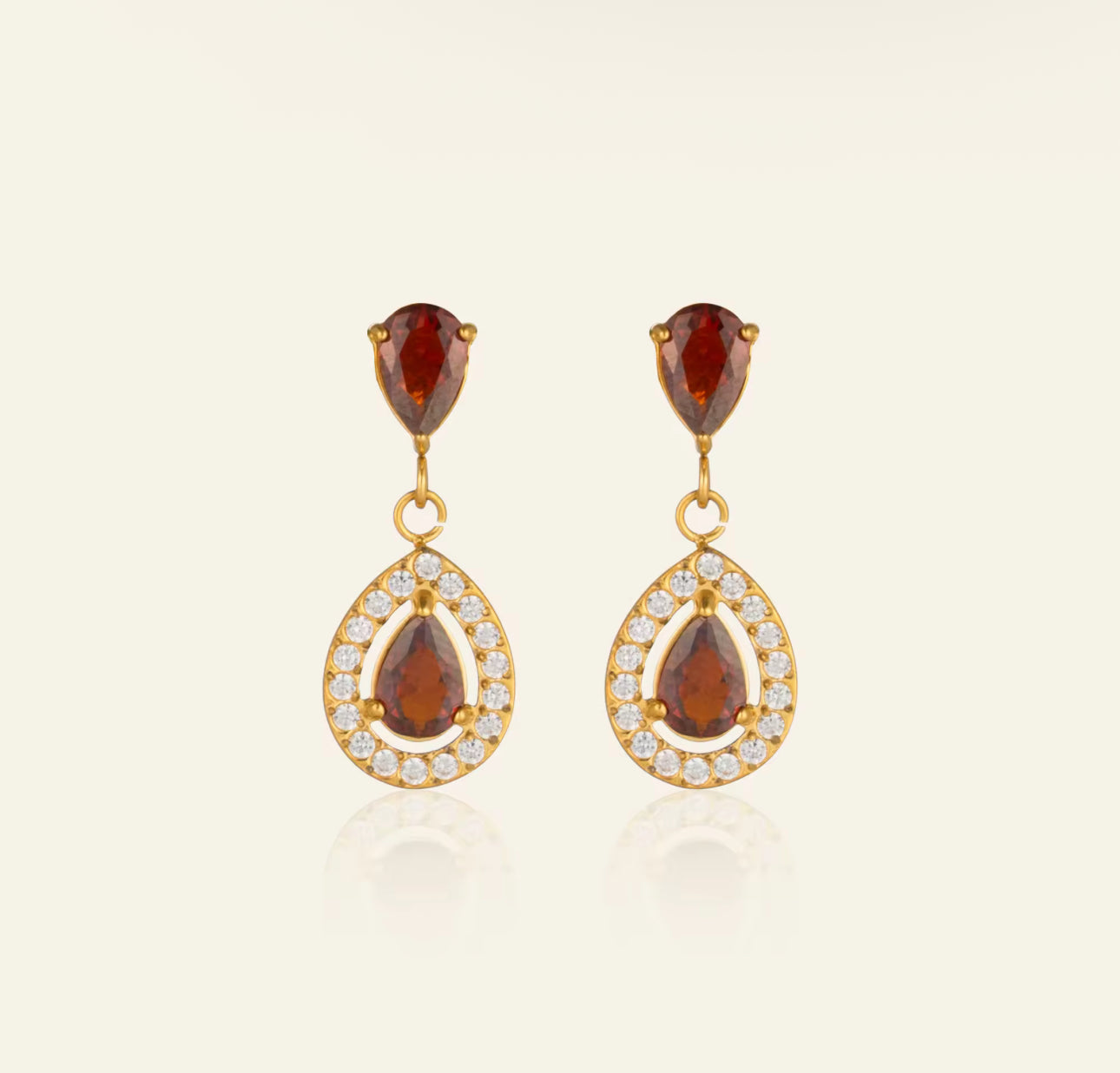 Ruby Crystal - 18k Gold Plated