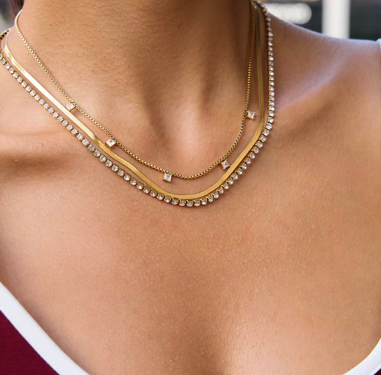 Trinity Layered Necklace - 18k Gold Plated