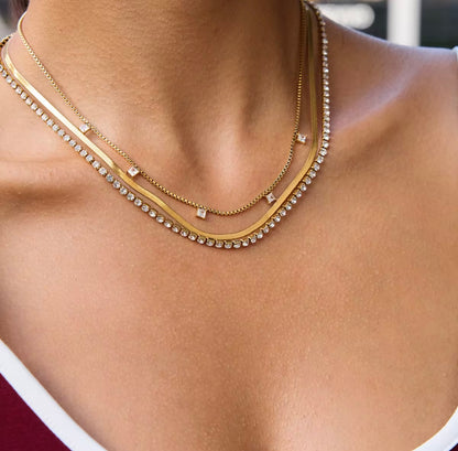 Trinity Layered Necklace - 18k Gold Plated