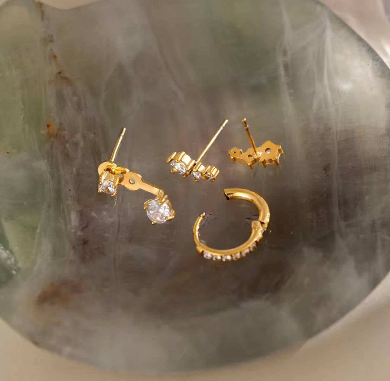 Solitaire set of 3 - 18k gold plated