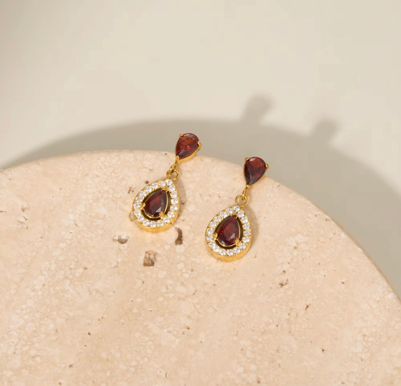 Ruby Crystal - 18k Gold Plated