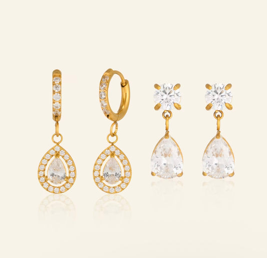 Crystal Ear Combo - 18k Gold plated