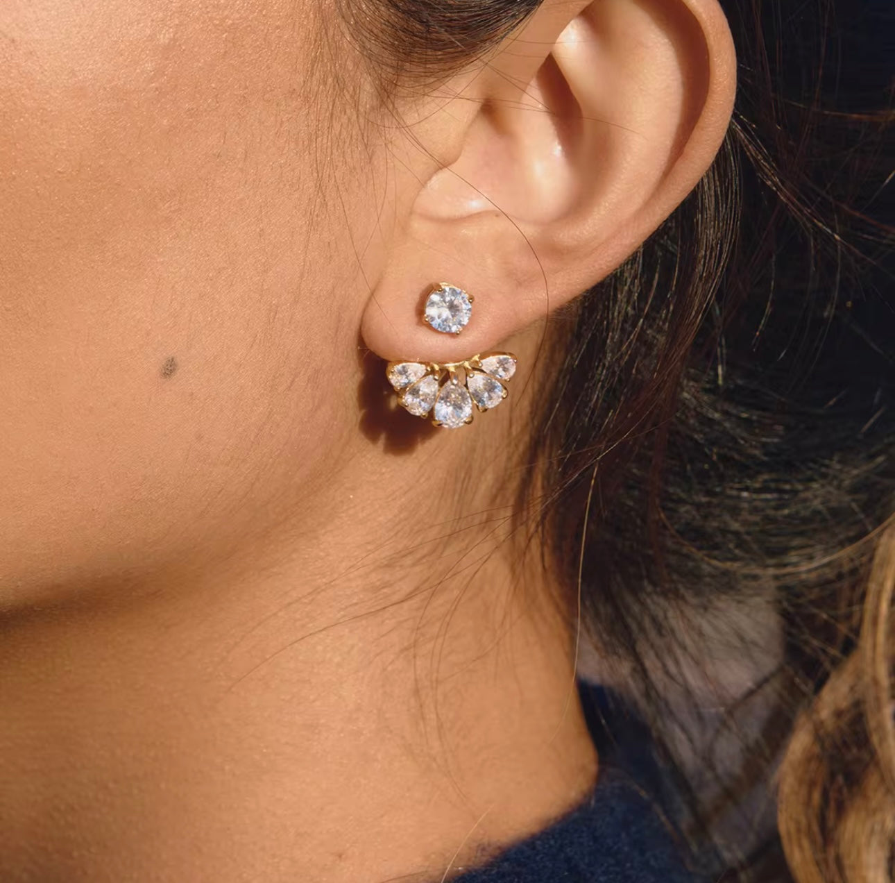 Tina Diamond Earrings - 18k Gold Plated