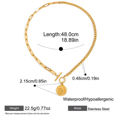 Coin Statement Necklace - 18k Gold Plated
