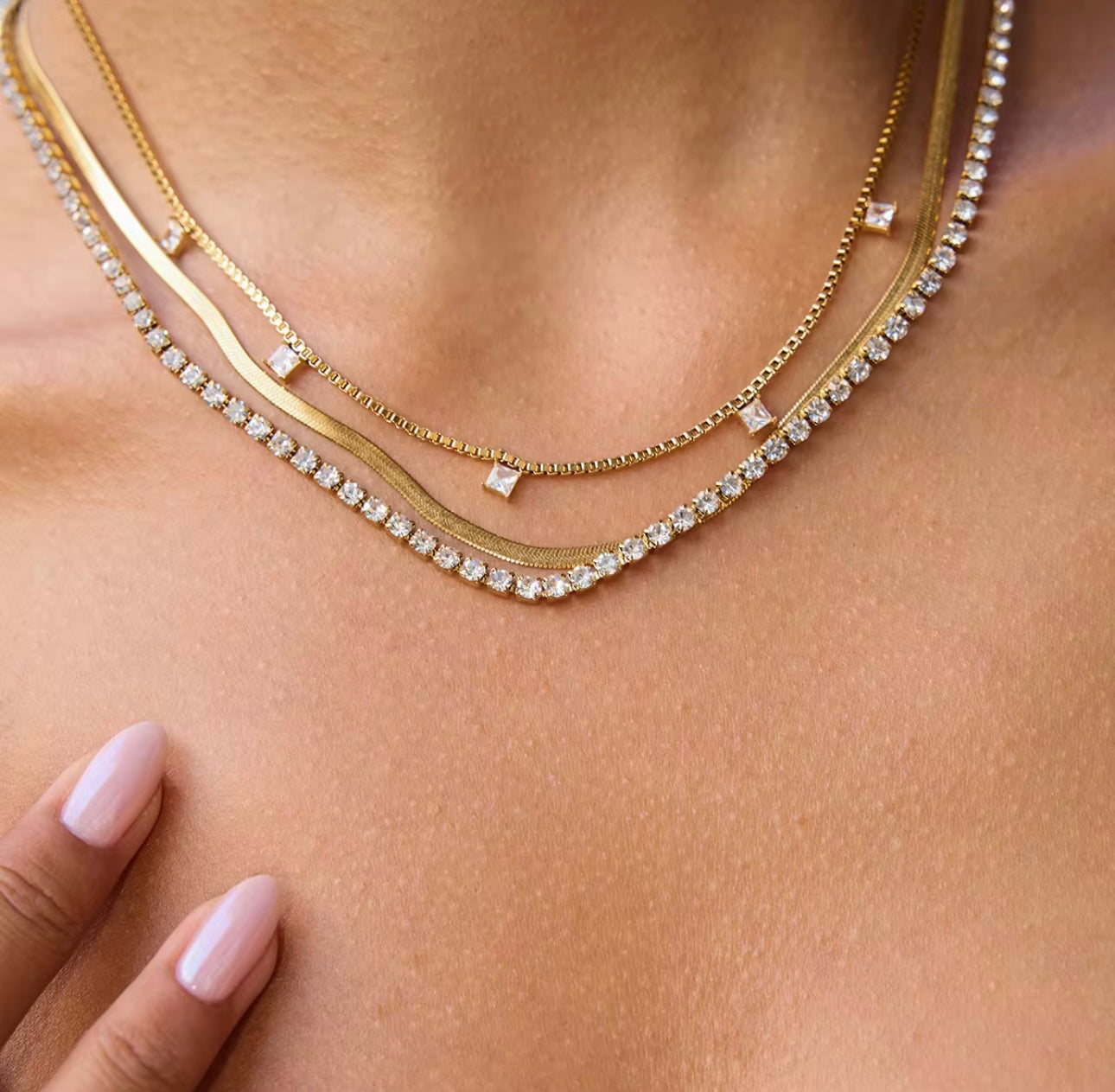 Trinity Layered Necklace - 18k Gold Plated