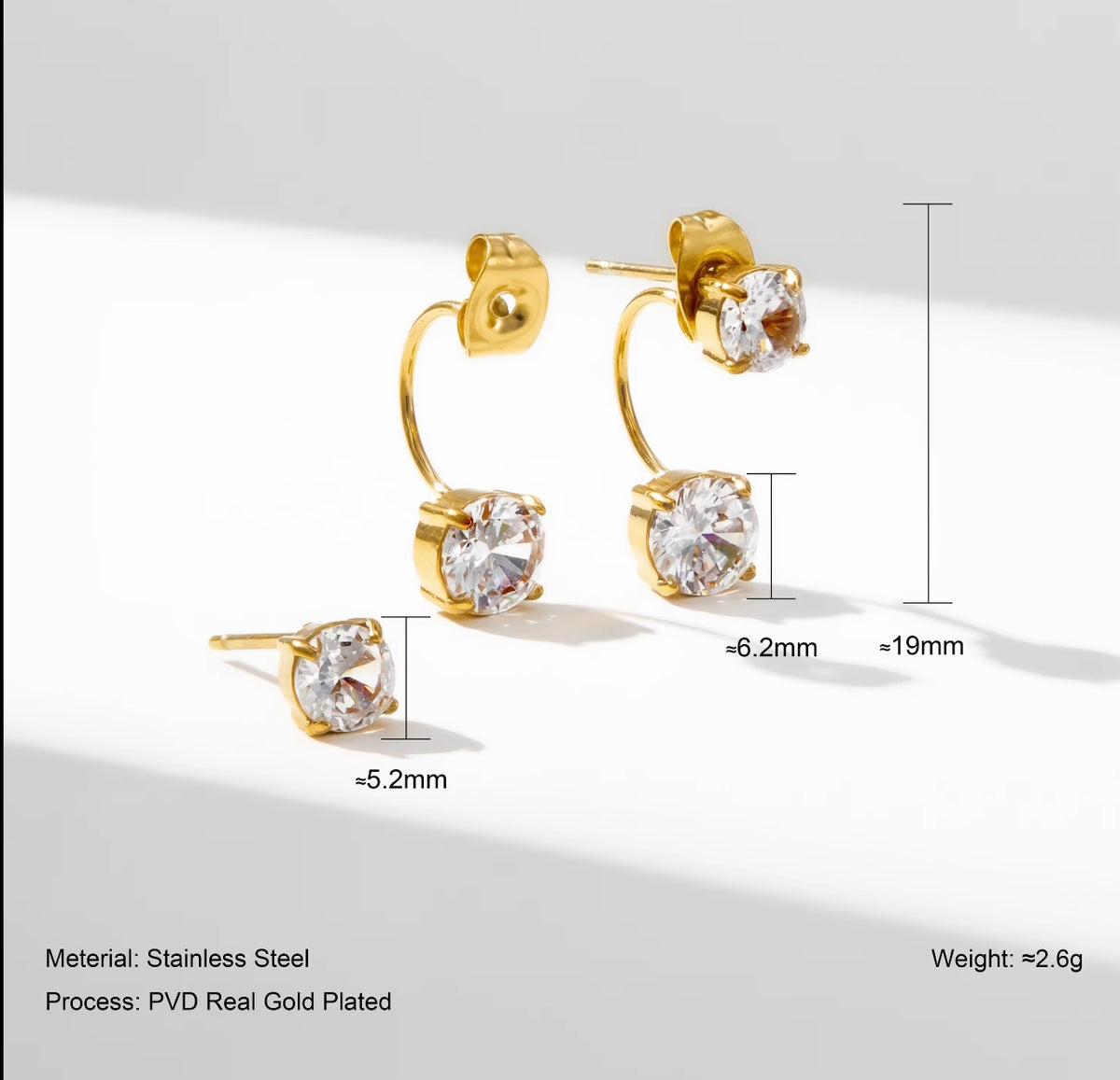 Nush Duo Studs - 18k Gold Plated