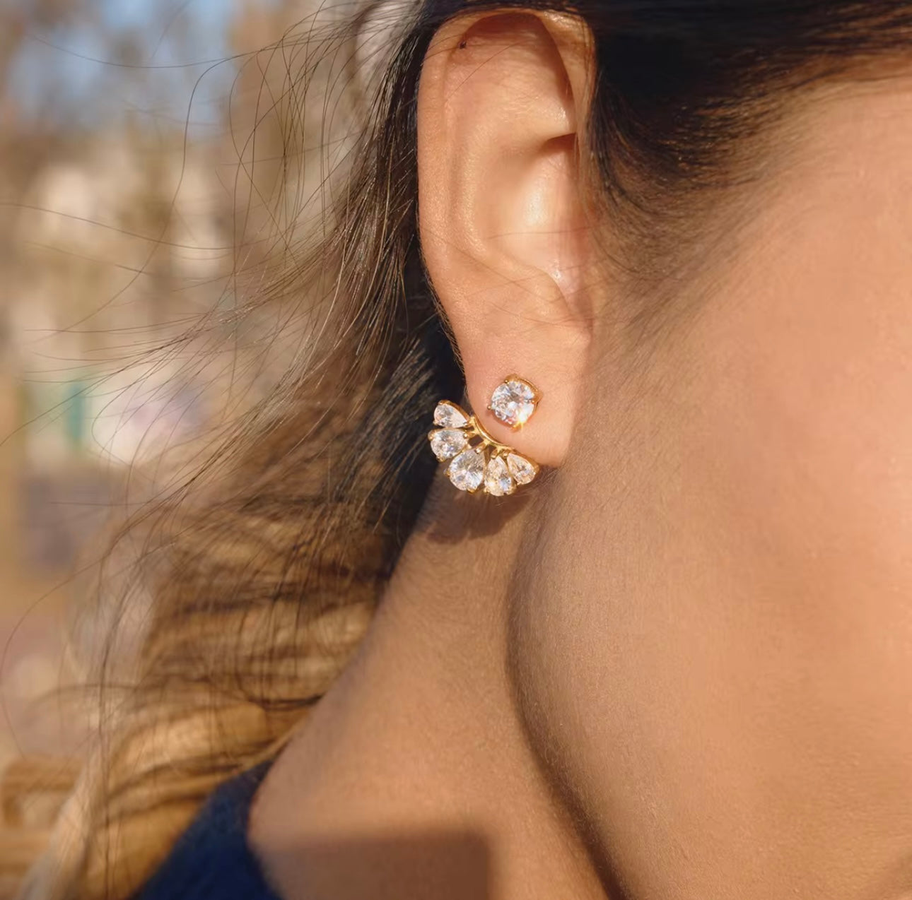 Tina Diamond Earrings - 18k Gold Plated