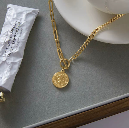 Coin Statement Necklace - 18k Gold Plated
