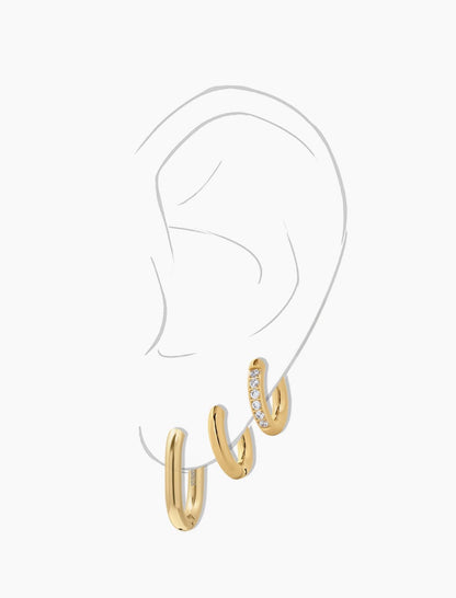 3pcs Bella Huggies - stainless steel 18k gold plated