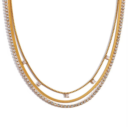 Trinity Layered Necklace - 18k Gold Plated